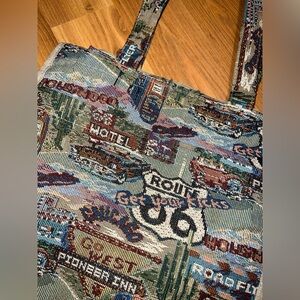Vintage Route 66 Tapestry Tote Bag